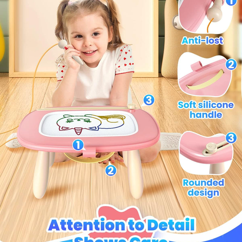 Seimome Magnetic Drawing Board, Toddler Girl Toys for 1-3 Year Old, Doodle Board Learning and Educational Kids Toys for 1 2 3 Year Old Baby Birthday GIF- Pink