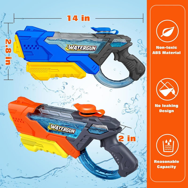 4 Pack Water Guns for Kids and Adult, Long Range 600ML Water Squirter, Colorful Super Blaster Soaker with Clear Visible Water Tank, Swimming Pool Summer Beach Outdoor Fighting Toys