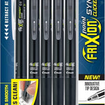 Pilot FriXion Synergy Clicker Erasable, Refillable, Retractable Gel Ink Pens, Extra Fine Point 0.5 mm, Pack of 5, Black Ink, FriXion Erasable Pens 0.5 - Ideal for School & Office Writing