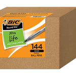 BIC Round Stic Xtra Life Ballpoint Pen, Ultra Long Lasting and Consistent Performance, 144-Count in Black Ink