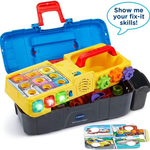 VTech Learning Drill and Toolbox for Toddlers, Includes Electronic Fix-it Tray and Working Drill, Ages 3+