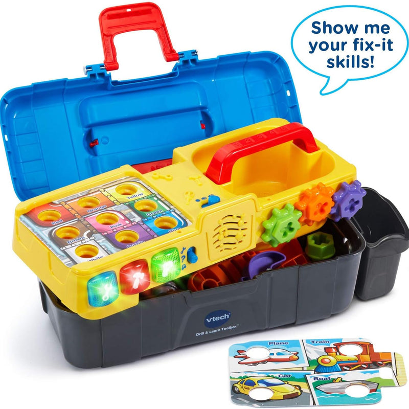 VTech Learning Drill and Toolbox for Toddlers, Includes Electronic Fix-it Tray and Working Drill, Ages 3+