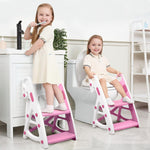 Potty Training Toilet, 2-in-1 Stable Potty Seat with Step Stool | Adjustable Seat and Step Height, Extra Wide Step, Anti-Slip Pad, Splash Guard, for Boys and Girls, Grey