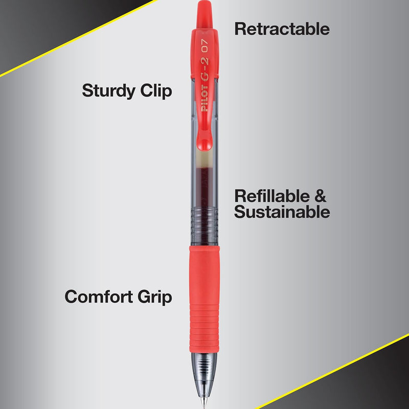 Pilot G2 Premium Refillable And Retractable Gel Ink Pens, Fine Point (0.7mm), 8 Colors, 8 Count (16606)