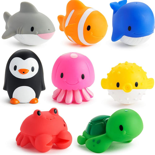 Munchkin Baby Bath Toy Squirts, 8-Pack of Ocean-Themed Water Squirters for Babies & Toddlers