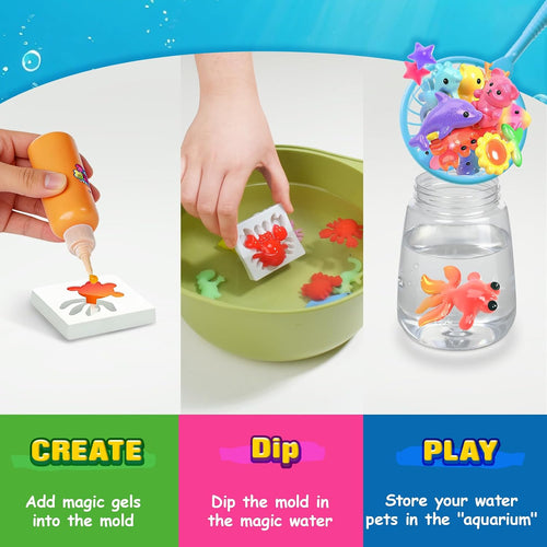 Coodoo Magic Water Elf Toy Craft Kits, Aqua Fairy Water Gel DIY Squishies Squishy Maker Toddler Kids Toys for Girls Boys Toys Birthday Gifts, Art Supplies Arts and Crafts for Kids Ages 4-6 4-8 8-12