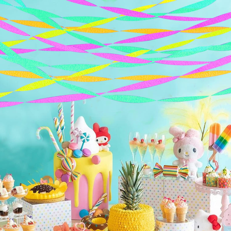 Glow Crepe Paper Streamers: UV Reactive, Neon Party Decor for Blacklight Celebrations
