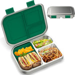 BOSEDSANG Stainless Steel Kids Leak-Resistant Bento Lunch Box, 3-Compartments with Silicone Container, Dishwasher-Safe, Child-Friendly Design for School, Picnics & Travel,BPA-Free(Pink)