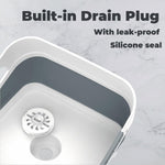 2.6 Gal Collapsible Baby Bottle Wash Basin with Drain Plug | Large 2.6 Gal Capacity, Comfort-Grip Handles, Folds Flat, BPA-Free PP and TPR, For Kitchen, RV, Camping, and Small Spaces