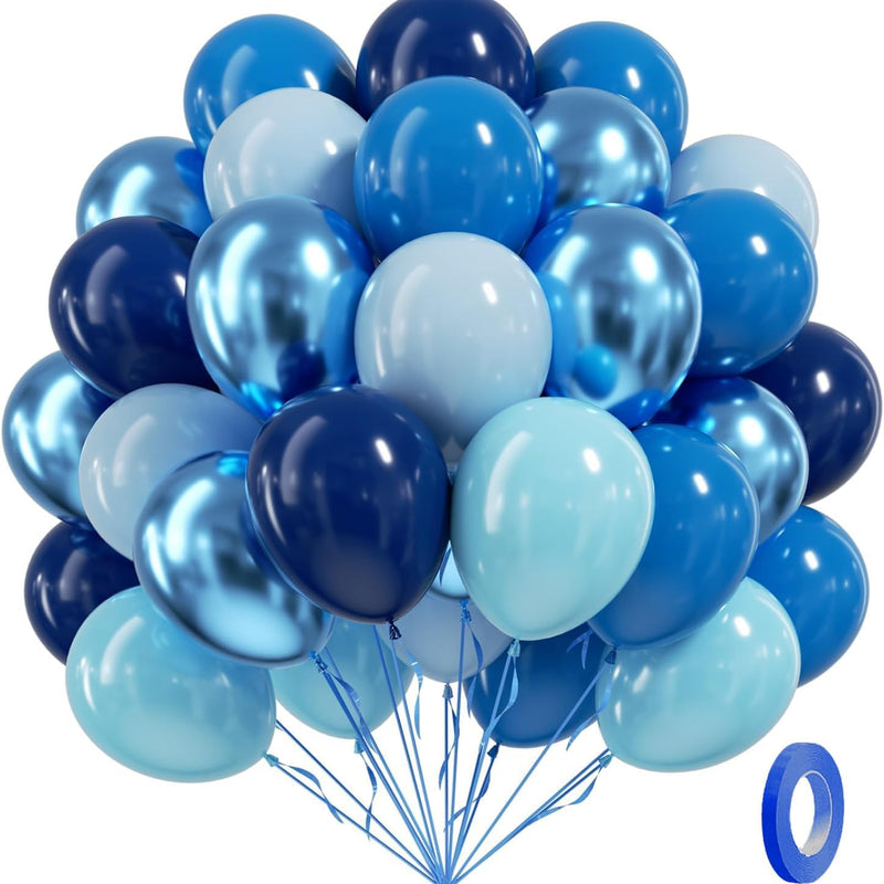 BAUANOOY 60pcs 12 inch Frozen Balloons Purple Blue Snowflake Confetti Party Supplies