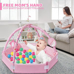 8-in-1 Baby Gym Play Mat with 6 Toys for Visual, Hearing, Sensory, Motor Development