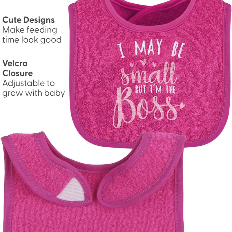 The Peanutshell Baby Girl Terry Bib Set of 8-100% Cotton, Soft, Absorbent Baby Bibs, Toddler Girl Set, Newborn & Infant Bib - Pink