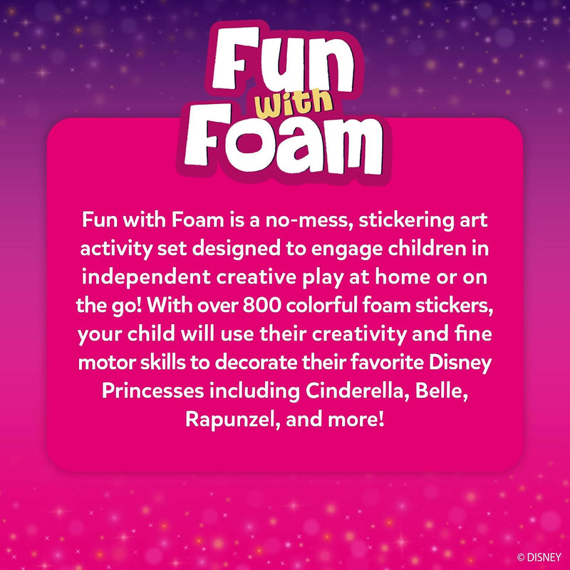 Skillmatics Foam Sticker Art – Disney Princess, 800+ 3D Foam Stickers, Mess-Free Fun for Kids, DIY Felt Craft Kits, Gifts for Fans of Cinderella, Belle, Rapunzel, Ages 3, 4, 5, 6, 7