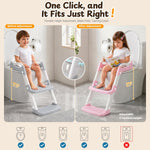 Orzbow Potty Training Seat with Step Stool, Adjustable Height, Anti-Slip | Safety Handles, Comfortable Seat Cushion, Splash Guard for Toddler Boys and Girls, Fits Most Toilets, Foldable Storage, Gray