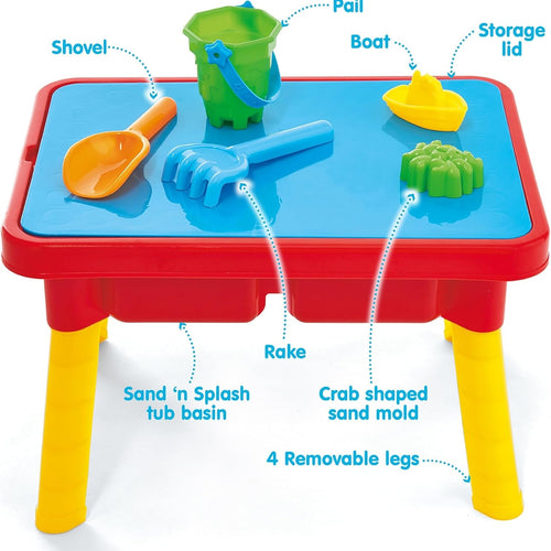 Kidoozie - Sand 'n Splash Activity Table | Scoop, pour and build at stand-up height - dual sensory bins with a cover for backyard mornings or playroom days, Ages 2+