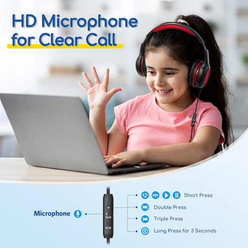 EarFun Wired Kids Headphones with Microphone, 85/94dB Volume Limit, Portable Foldable Headset for School/Tablet/iPad