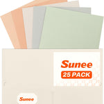 SUNEE Folders with Pockets (25 Pack, Pastel Colors), 2 Pocket Folders Fit Letter Size Paper, Paper File Folder for School Office Home Business