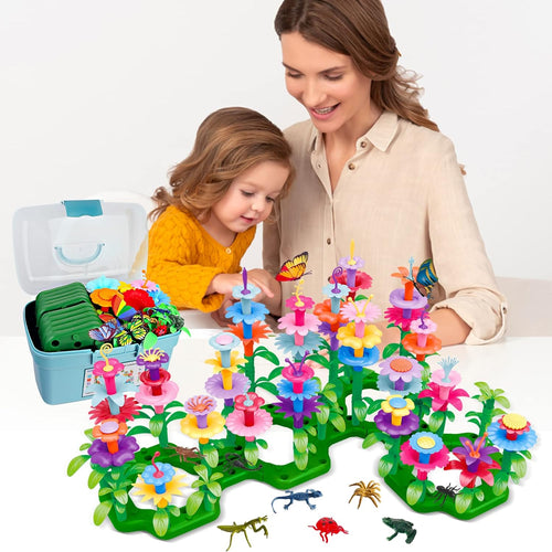 156 PCS Insect Flower Garden Building Educational STEM Learning Pretend Play Gardening Set for 2-6 Year Old Toddlers Girls Boys