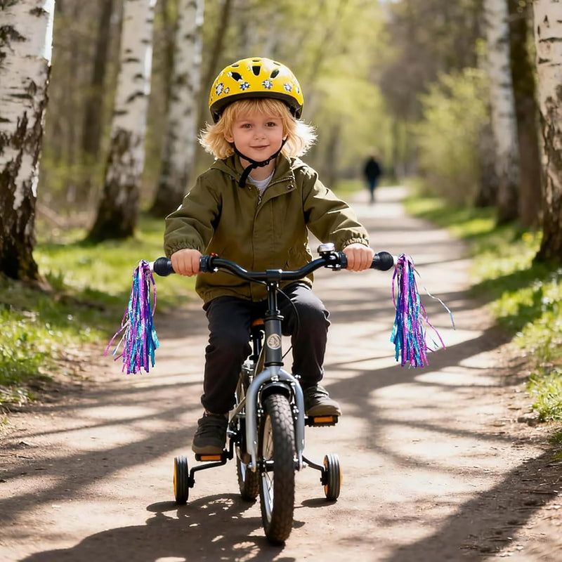 shiny blue purple color bike streamers for kids bicycle handlebar scooter