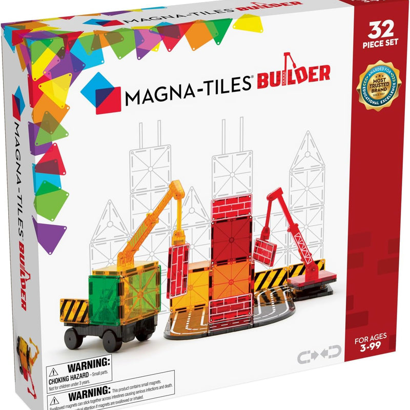 MAGNA-TILES Builder 32-Piece Magnetic Construction Set, The Original Magnetic Building Brand