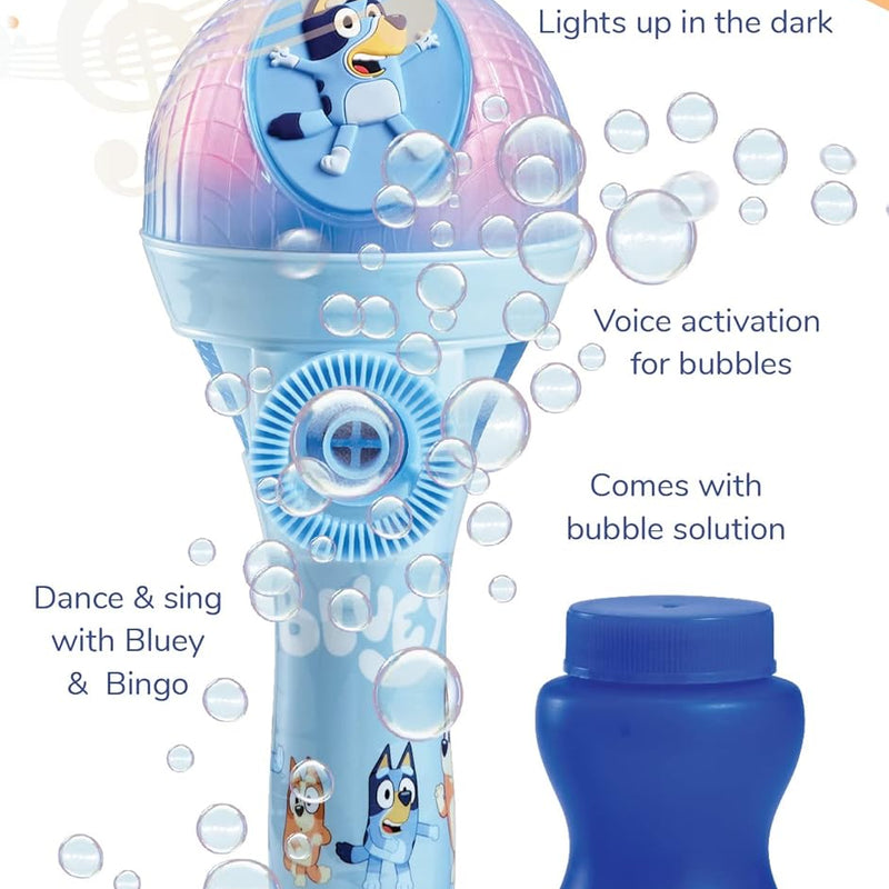 Bluey Dance Mode Bubble Machine and Toy Microphone with Bubble Solution for Kids