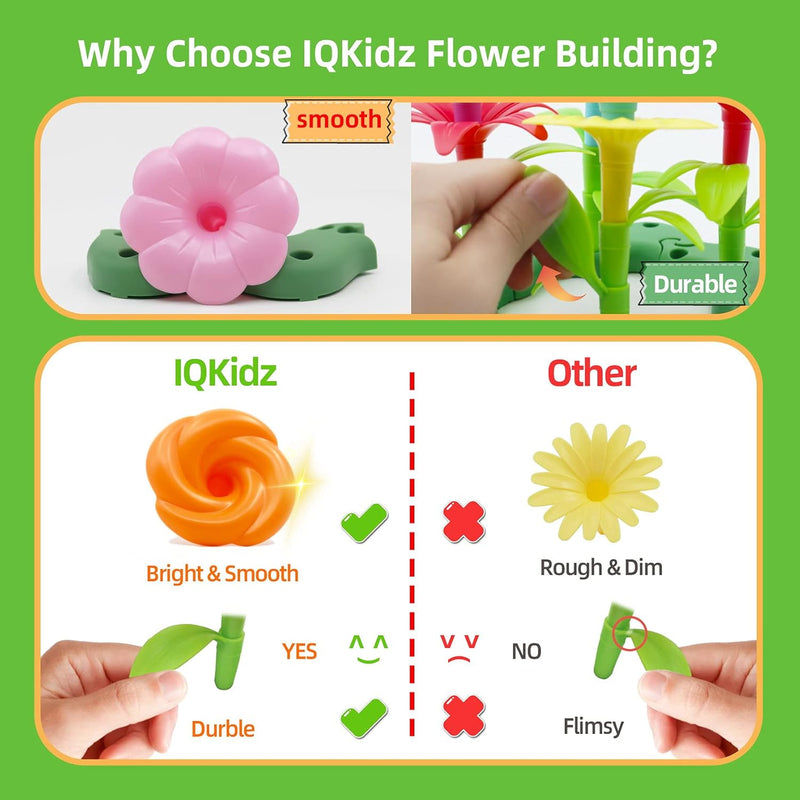 iqkidz 3-6 years old flower garden building toy with insect pegs educational activity gifts for girls preschool-kindergarten