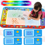 Alago Aqua Coloring Mat,Kids Toys Large Water Painting Mat,Toddlers Doodle Pad with 4 Colors,Gifts for Girls Boys Age 3 4 5+ Years Old,4 Pens,Drawing Molds and Booklet Included