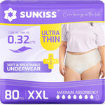 SUNKISS Ultra Thin Incontinence Underwear for Women, Unscented, L/XL, 20 Ct | High Absorbency & Super Soft Postpartum Leak Proof Diapers, Disposable Adult Pull Ups, Fast Dry, Breathable Layers