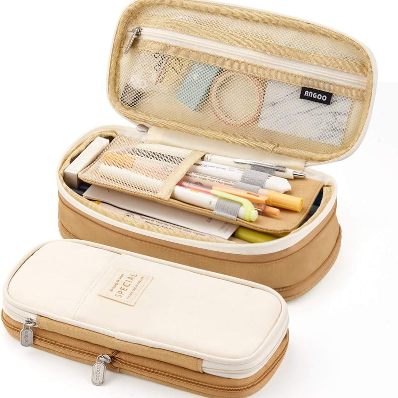 EASTHILL Big Capacity Pencil Pen Case Office College School Large Storage High Capacity Bag Pouch Holder Box Organizer Light Blue