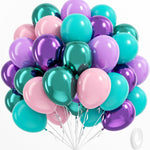 BAUANOOY 60pcs 12 inch Frozen Balloons Purple Blue Snowflake Confetti Party Supplies