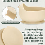 Silicone Baby Feeding Set 9 Pcs, Spill-Proof Suction Plate, Bowl, Bib, Silicone spoon&forks, Wooden Spoons&forks, Training cup with straw and Sippy Cup, Baby Eating Utensils (Green)
