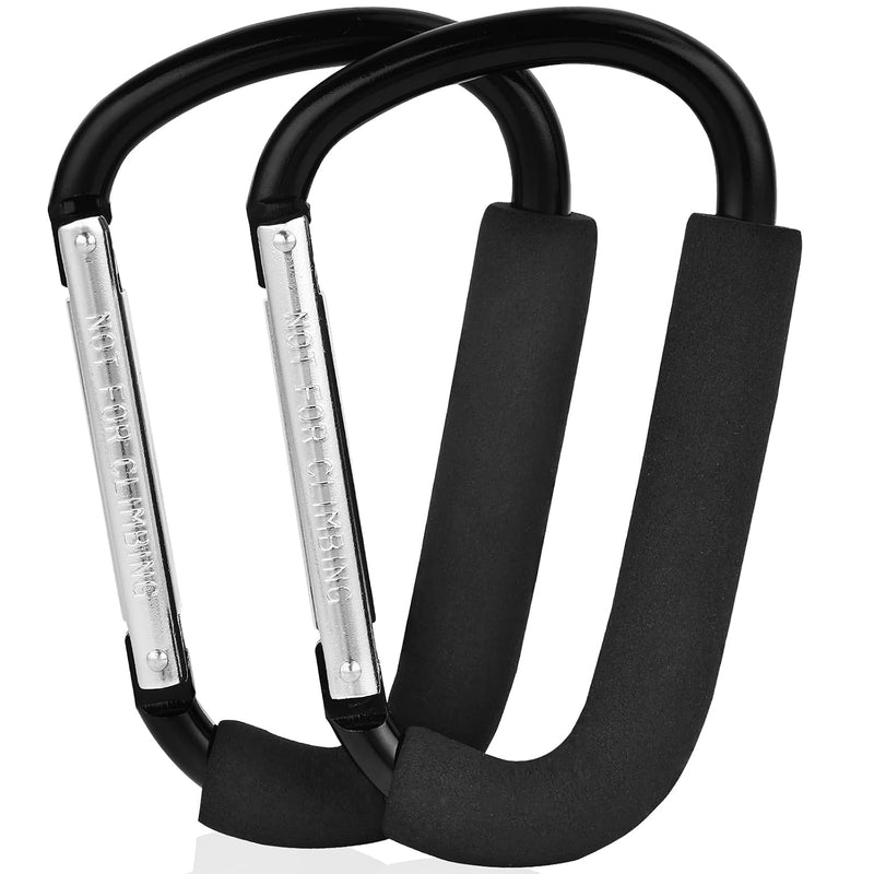 2 Pack Stroller Hooks, 6.3" Large Stroller Clips, Carabiner Clip | Stroller Hook for Hanging Diaper Bags and Shopping, Universal Stroller Accessories for Mommy