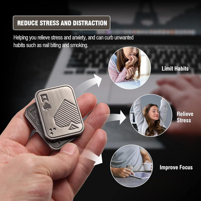 Fidget Toys Adults, EDC Metal Fidget Slider for Teens, Magnetic Poker Push Card, Adult Fidget Toy for Anxiety ADHD, Cool Office Gadgets for Men Dad, Stress Relief Clicker Gifts for Adults & Teen Boys