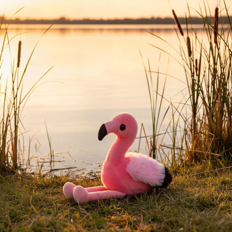 The Petting Zoo Flamingo Stuffed Animal Plushie, Gifts for Kids, Wild Onez Babiez Zoo Animals, Flamingo Plush Toy 6 inches