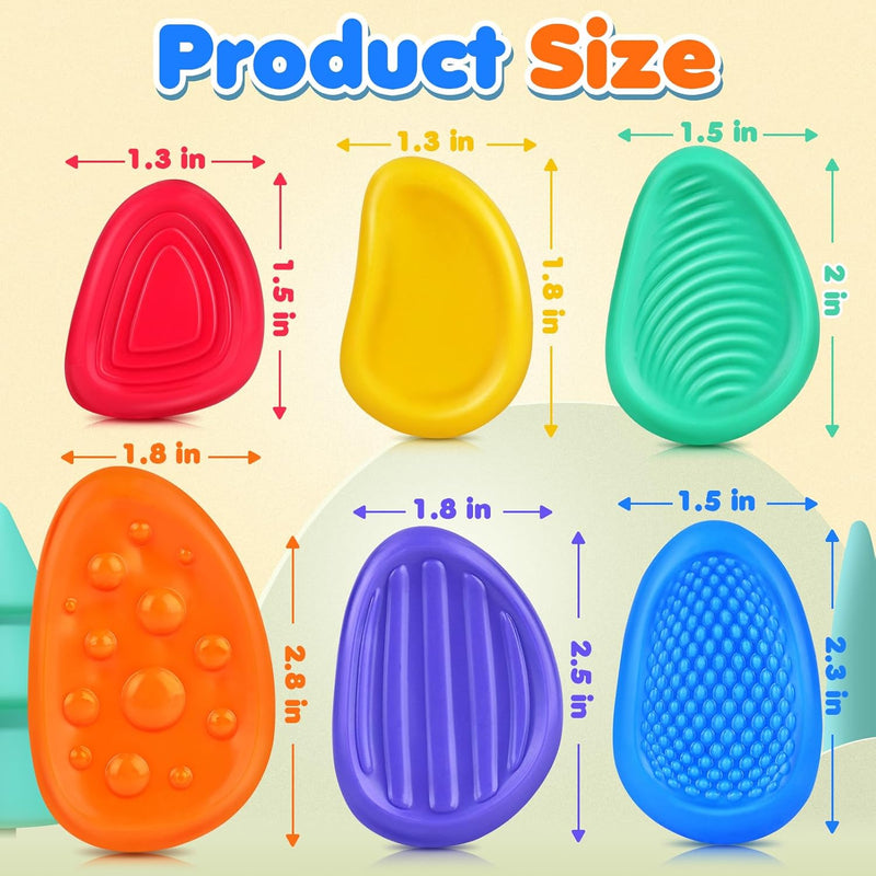 Fidget Toys Sensory Stone for Kids: 6 Pack Textured Soft Worry Stone for Autism Kids Calming - Fidget Stress Toys for Students Stress Relief - Small Prizes Fidget Toys