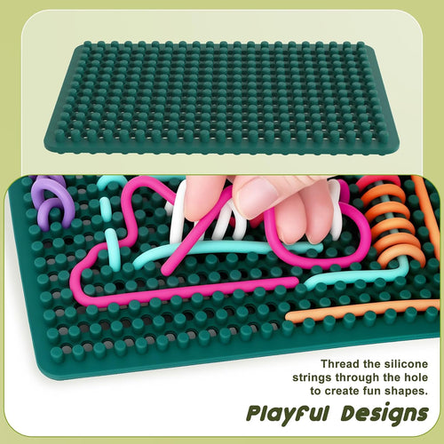 Sensory Fidget Toys for Kids Toddler, Sensory Activity Knitted Board for Stress Relief, Calming, Focus, ADHD and Autism, Silicone Travel Airplane Essentials Toys for Kids 3+ & Adults with 20 Strings