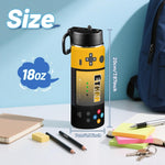 Personalized Game Water Bottle for Boys, 18oz | Customized Kids Insulated Bottle with Name for Kids for School, Stainless Steel Thermo with Straw