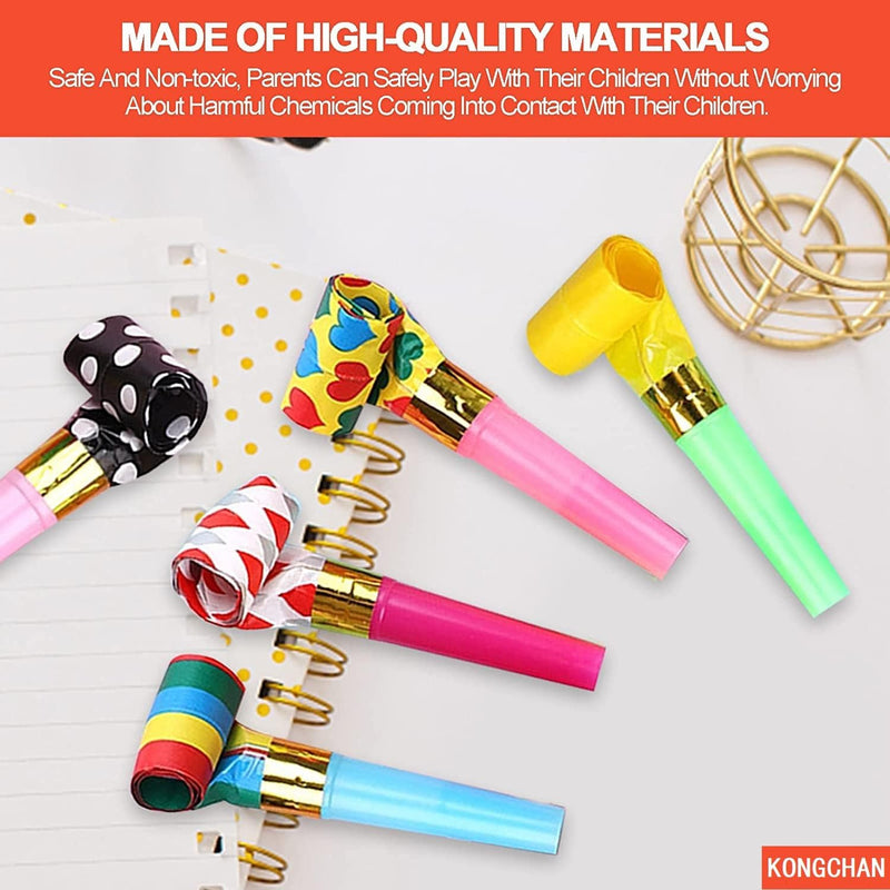25pcs Party Blowers Set - Colourful Noisemakers for Birthday Parties, Weddings, and Graduations