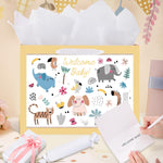 woric 14.5" Baby Gift Bag for Baby Shower Boys Girls Birthday Party | Include Tissue Paper and Greeting Cards, Ribbon Handles, Cute Animals Design, for Baby Shower and Birthday Gifts