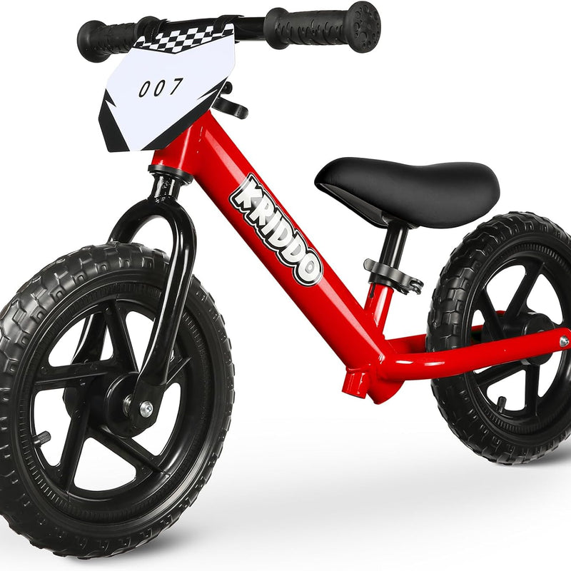 KRIDDO Toddler Balance Bike for 2-5 year olds, 12 inch push bike with customization options