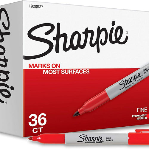 Sharpie Permanent Markers, Fine Tip, Red, 36 Count - Marks on Paper, Plastic, Metal, Wood, Perfect for Drawing, Coloring, Posters, Home, Office Supplies