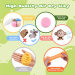 Nicella Air Dry Clay Kit, 12 Animals Modeling Clay for Kids, Model Magic Clay with Sculpting Tools and Tutorials, Safe & Non-Toxic, DIY Arts & Crafts School Projects, Home Party Favors for Boys Girls