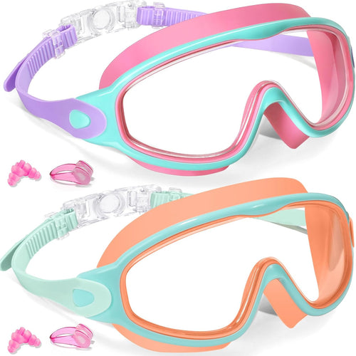 Keary 2 Pack Kids Swim Goggles for 3-15 UV Protection Anti-Fog Pool Water Swimming Goggles for Boys Girls Youth Toddler