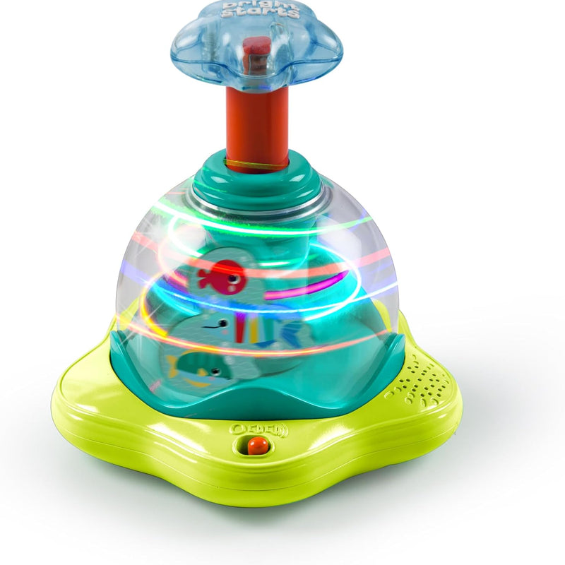Bright Starts Press & Glow Spinner Cause and Effect Musical Baby Toy, Age 6 Months+