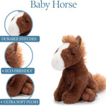 The Petting Zoo Horse Stuffed Animal Plushie, Gifts for Kids, Wild Onez Babiez Wildlife Animals, Brown Horse Plush Toy 6 inches