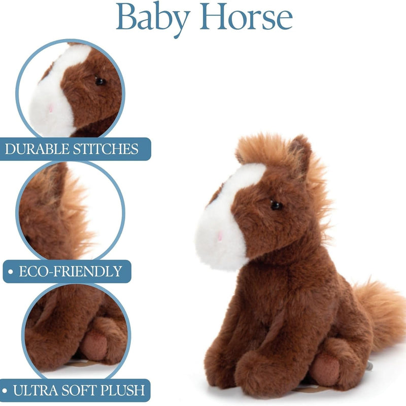 The Petting Zoo Horse Stuffed Animal Plushie, Gifts for Kids, Wild Onez Babiez Wildlife Animals, Brown Horse Plush Toy 6 inches