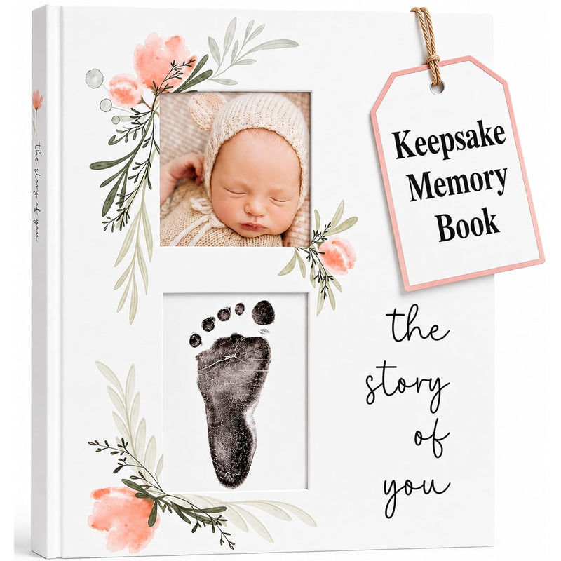 Baby Book Keepsake - Simple Baby Milestone Book for Boy or Girl - Baby Journal & Pregnancy Memory Book - Monthly Milestone Record Baby Books for Baby Shower - Modern Gender Neutral Style Gift for Moms