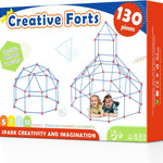 130-Piece Building Kit for Kids Ages 5-12, Indoor and Outdoor Fort Building with Storage Bag and 86 Rods and 44 Balls