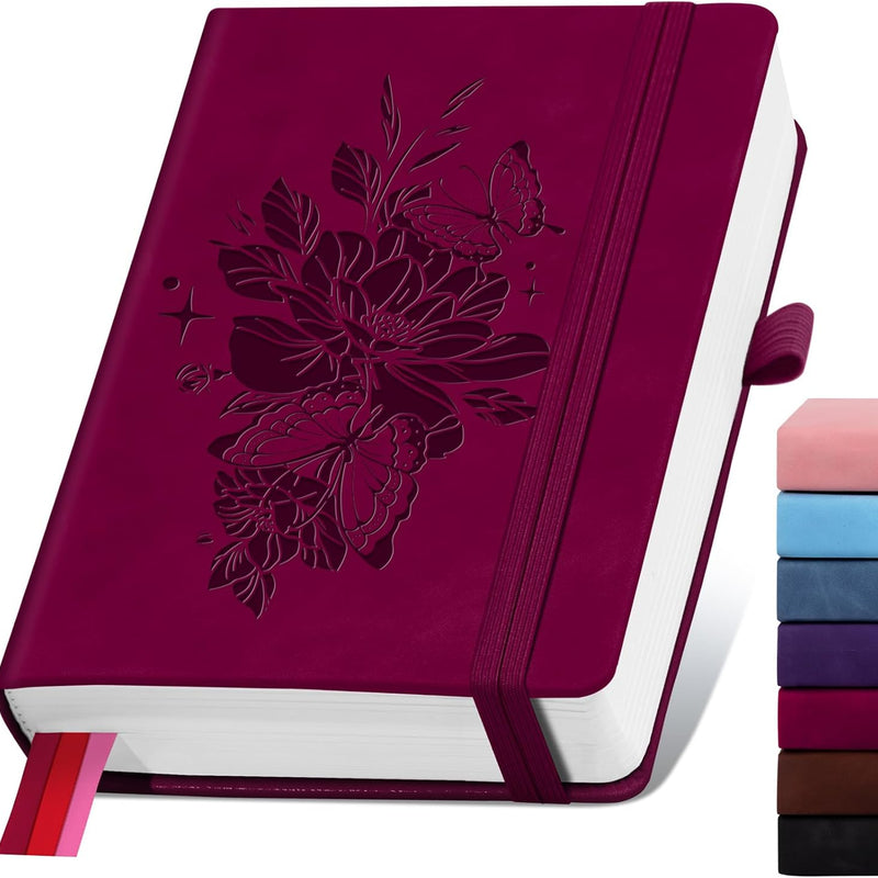 Lined Journal Notebook 365 Pages, A5 Leather Journals for Writing Women & Men, Hardcover Notebook with 100GSM Thick Paper, Daily Journal Notebook for Travel, Work, School, Note Taking, College Ruled