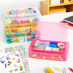 Double Layer Clear Hard Pencil Cases,Plastic Personalized Pencil Box with Snap-Tight Lid for Pen, Pencils, School Office Supplies Marker Crayon Organizer Storage Box,Standard Size (Pink)